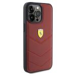 Carcasa Ferrari Leather Stitched Lines compatibila cu iPhone 15 Pro Max, Rosu 5 - lerato.ro
