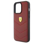 Carcasa Ferrari Leather Stitched Lines compatibila cu iPhone 15 Pro Max, Rosu 7 - lerato.ro