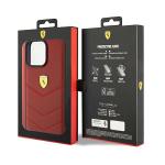 Carcasa Ferrari Leather Stitched Lines compatibila cu iPhone 15 Pro Max, Rosu 9 - lerato.ro