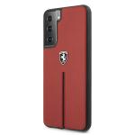 Carcasa Ferrari On Track Leather Nylon Stripe compatibila cu Samsung Galaxy S21 Plus, Rosu 3 - lerato.ro