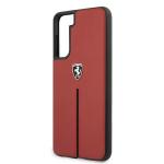 Carcasa Ferrari On Track Leather Nylon Stripe compatibila cu Samsung Galaxy S21 Plus, Rosu 7 - lerato.ro
