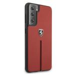 Carcasa Ferrari On Track Leather Nylon Stripe compatibila cu Samsung Galaxy S21, Rosu 5 - lerato.ro