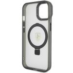 Carcasa Ferrari Ring Stand MagSafe compatibila cu iPhone 14 Plus / 15 Plus Clear 3 - lerato.ro