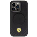 Carcasa Ferrari Carbon Metal Logo MagSafe compatibila cu iPhone 15 Pro Black 2 - lerato.ro