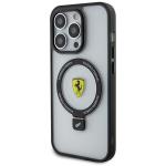 Carcasa Ferrari Ring Stand MagSafe compatibila cu iPhone 15 Pro Clear 5 - lerato.ro