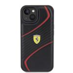 Carcasa Ferrari Twist Metal Logo compatibila cu iPhone 15 Black 2 - lerato.ro