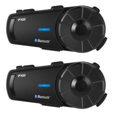 Interfoane moto, Set 2 intercom pentru casca moto Fodsports FX8, Bluetooth 5.0, Radio FM, Microfon anti-zgomot, Autonomie 900mAh, Negru, lerato.ro