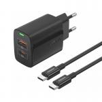 Incarcator retea Foneng EU66, 1xUSB-C, 1xUSB-A, 20W, 2.4A, Negru 2 - lerato.ro