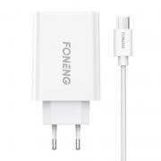 Incarcator retea Foneng EU43, 1x cablu USB la USB Micro, 2.1A, Alb