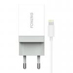 Incarcator retea Foneng K210, 2.1A, 1xUSB-A, Cablu USB la Lightning, Alb 2 - lerato.ro