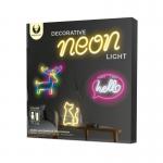 Neon decorativ LED Forever Light FLNE15, model HELLO, Baterii si USB, Alb/Roz 3 - lerato.ro