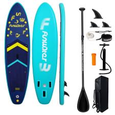 Placa de paddleboarding FunWater SUP SUPFW71A, 350 x 86 x 15 cm, Antiderapanta, Gonflabila, Set accesorii inclus, Light Blue