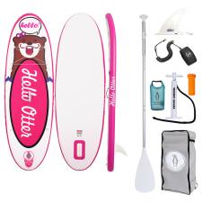 Placa de paddleboarding FunWater Tuxedo Sailor, 240 × 76 × 10 cm, Antiderapanta, Gonflabila, Set accesorii inclus, Roz