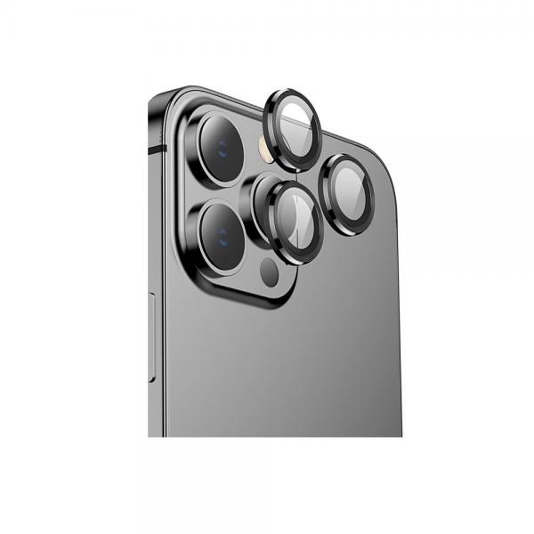Set 3 protectii sticla camera foto HOFI CamRing compatibil cu iPhone 13 Pro / 13 Pro Max Black