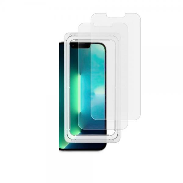Set 2 folii sticla cu sistem de montare Glastify OTG compatibil cu iPhone 13 Pro Max / 14 Plus