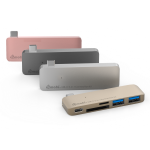 Adaptor HUB 5-in-1 Gmobi, 1x USB-C, 2x USB-A, 1x microSD, 1x SD, 5Gbps, 4K / 60Hz, Rose Gold 5 - lerato.ro