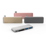 Adaptor HUB 5-in-1 Gmobi, 1x USB-C, 2x USB-A, 1x microSD, 1x SD, 5Gbps, 4K / 60Hz, Rose Gold 4 - lerato.ro