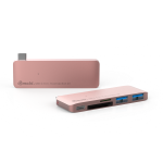 Adaptor HUB 5-in-1 Gmobi, 1x USB-C, 2x USB-A, 1x microSD, 1x SD, 5Gbps, 4K / 60Hz, Rose Gold 2 - lerato.ro
