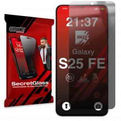 Folie sticla hibrid GrizzGlass SecretGlass Privacy compatibila cu Samsung Galaxy S25 FE, Negru