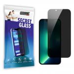 Folie sticla securizata GrizzGlass SecretGlass Easy Privacy, Kit montare inclus, compatibila cu iPhone 16e / 14 / 13 / 13 Pro, Negru 2 - lerato.ro