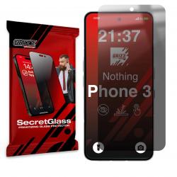 Folie sticla hibrid GrizzGlass SecretGlass Privacy compatibila cu Nothing Phone (3), Negru