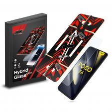 Folie sticla securizata GrizzGlass HybridGlass Easy, Kit montare inclus, compatibila cu Xiaomi Poco F6, Transparent