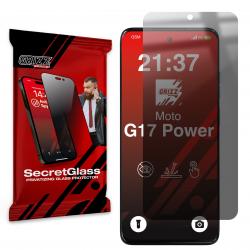 Folie sticla hibrid GrizzGlass SecretGlass Privacy compatibila cu Motorola Moto G17 Power, Negru
