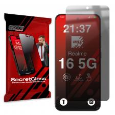 Folie sticla hibrid GrizzGlass SecretGlass Privacy compatibila cu Realme 16 5G, Negru