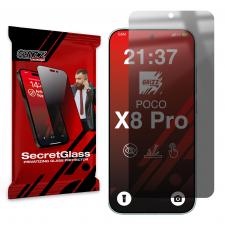 Folii protectie telefoane Xiaomi, Folie sticla hibrid GrizzGlass SecretGlass Privacy compatibila cu Xiaomi Poco X8 Pro, Negru, lerato.ro