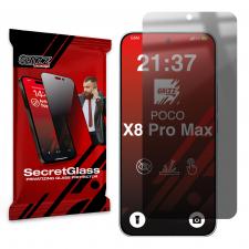 Folii protectie telefoane Xiaomi, Folie sticla hibrid GrizzGlass SecretGlass Privacy compatibila cu Xiaomi Poco X8 Pro Max, Negru, lerato.ro