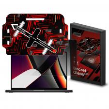 Folie protectie GrizzGlass SecretGlass Easy Privacy, Kit montare inclus, compatibila cu MacBook Pro 14 inch M5 2025, Negru