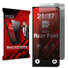 Folii protectie telefoane Motorola, Folie sticla hibrid GrizzGlass SecretGlass Privacy compatibila cu Motorola Razr Fold, Negru, lerato.ro