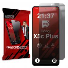 Folie sticla hibrid GrizzGlass SecretGlass Privacy compatibila cu Honor X5c Plus, Negru