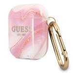 Carcasa Guess GUA2UNMP Marble compatibila cu Apple AirPods 1/2 Roz 4 - lerato.ro