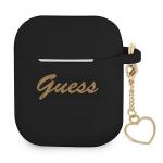 Carcasa Guess GUA2LSCHSK Silicone Charm Heart compatibila cu Apple AirPods 1/2 Negru 2 - lerato.ro