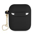 Carcasa Guess GUA2LSCHSK Silicone Charm Heart compatibila cu Apple AirPods 1/2 Negru 4 - lerato.ro