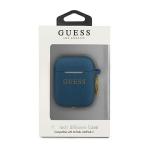 Carcasa Guess GUACCSILGLBL Silicone Glitter compatibila cu Apple AirPods 1/2 Albastru