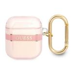 Carcasa Guess GUA2HHTSP Strap compatibila cu Apple AirPods 1 Roz 2 - lerato.ro
