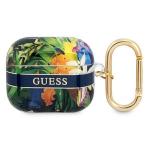 Carcasa Guess GUA3HHFLB Flower Strap compatibila cu Apple AirPods 3 Albastru 2 - lerato.ro