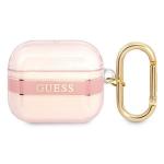 Carcasa Guess GUA3HHTSP Strap compatibila cu Apple AirPods 3 Roz 2 - lerato.ro