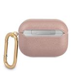 Carcasa Guess GUAPSASMP Saffiano Script Metal compatibila cu Apple AirPods Pro Roz 3 - lerato.ro