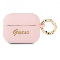 Carcasa Guess GUAPSSSI Silicone Vintage Script compatibila cu Apple AirPods Pro Roz
