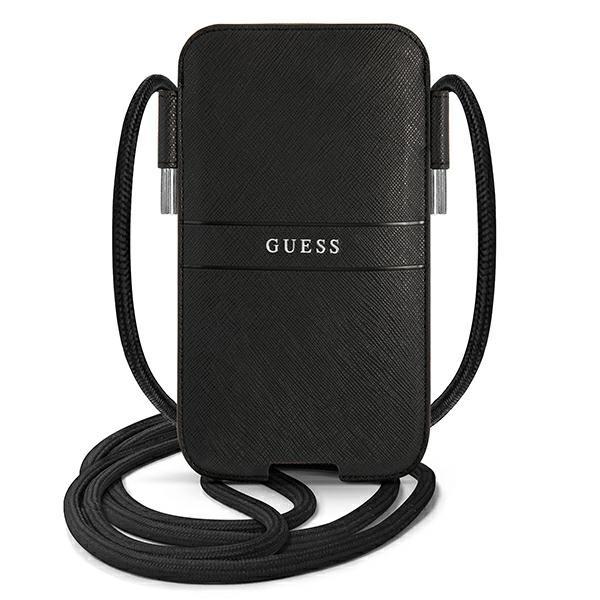 Husa Handbag 6.1 inch Guess GUPHMPSASBBK compatibila cu iPhone 13/ 13 Pro/ 12/ 12 Pro, Saffiano Strap, Negru