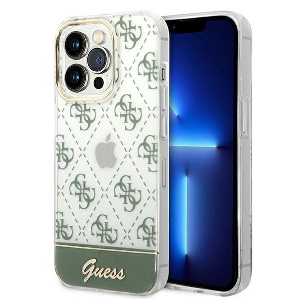 Husa Guess GUHCP14XHG4MHA compatibila cu iPhone 14 Pro Max, 4G Pattern Script, Verde