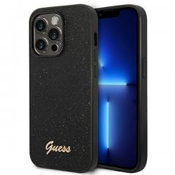 Husa Guess GUHCP14LHGGSHK compatibila cu iPhone 14 Pro, Glitter Script, Negru