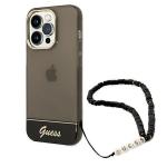 Husa Guess GUHCP14LHGCOHK compatibila cu iPhone 14 Pro, Translucent Pearl Strap, Negru / Transparent 2 - lerato.ro