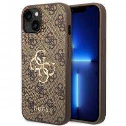 Husa Guess GUHCP14S4GMGBR compatibila cu iPhone 14, 4G Big Metal Logo, Maro