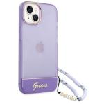 Husa Guess GUHCP14SHGCOHU compatibila cu iPhone 14, Translucent Pearl Strap, Mov / Transparent 3 - lerato.ro