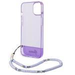 Husa Guess GUHCP14SHGCOHU compatibila cu iPhone 14, Translucent Pearl Strap, Mov / Transparent