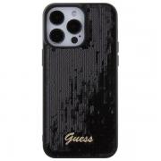Husa Guess compatibila cu iPhone 15 Pro Max, Sequin Script Metal, Negru